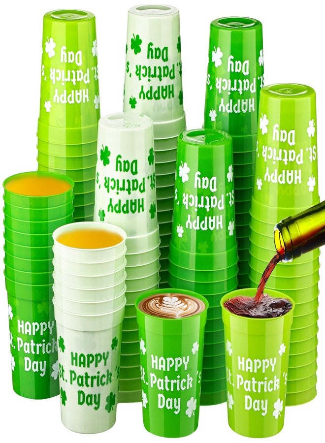 ماكس تشيك مجموعة ماكس تشيك من 120 كوبًا لحفلات عيد القديس باتريك، أكواب بلاستيكية للاستخدام مرة واحدة سعة 10 أونصات بتصميم نفل محظوظ ونبات البرسيم الأيرلندي، مثالية للأطفال والكبار، لتزيين حفلات المشروبات. - Image 1